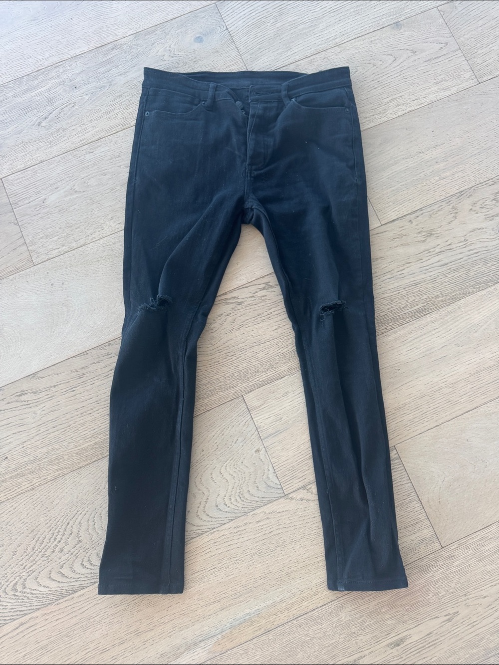 Ksubi Black Skinny Jeans with Knee Rips
